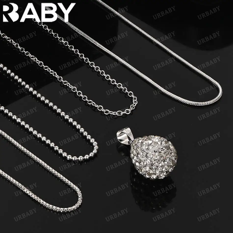 

URBABY 40-75cm 925 Sterling Silver Zircons Water Drop Pendant Necklace For Women Men Creativity Gifts Street All-match Party