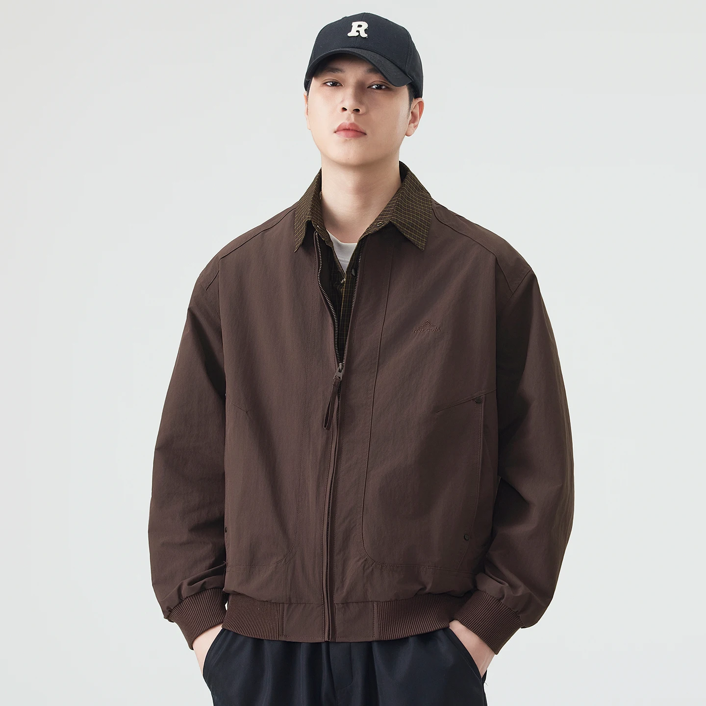 Men\'s False Two-piece Patchwork Plaid Spring Autumn Short Bomber Jacket Male Vintage Fashion Loose Casual Cargo Coat Jacket