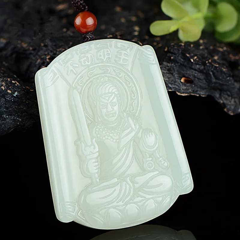 

Hetian Jade Eight Patron Saints Aryaacalanatha Chinese Zodiac of Rooster Buddha Men's and Women's Pendant