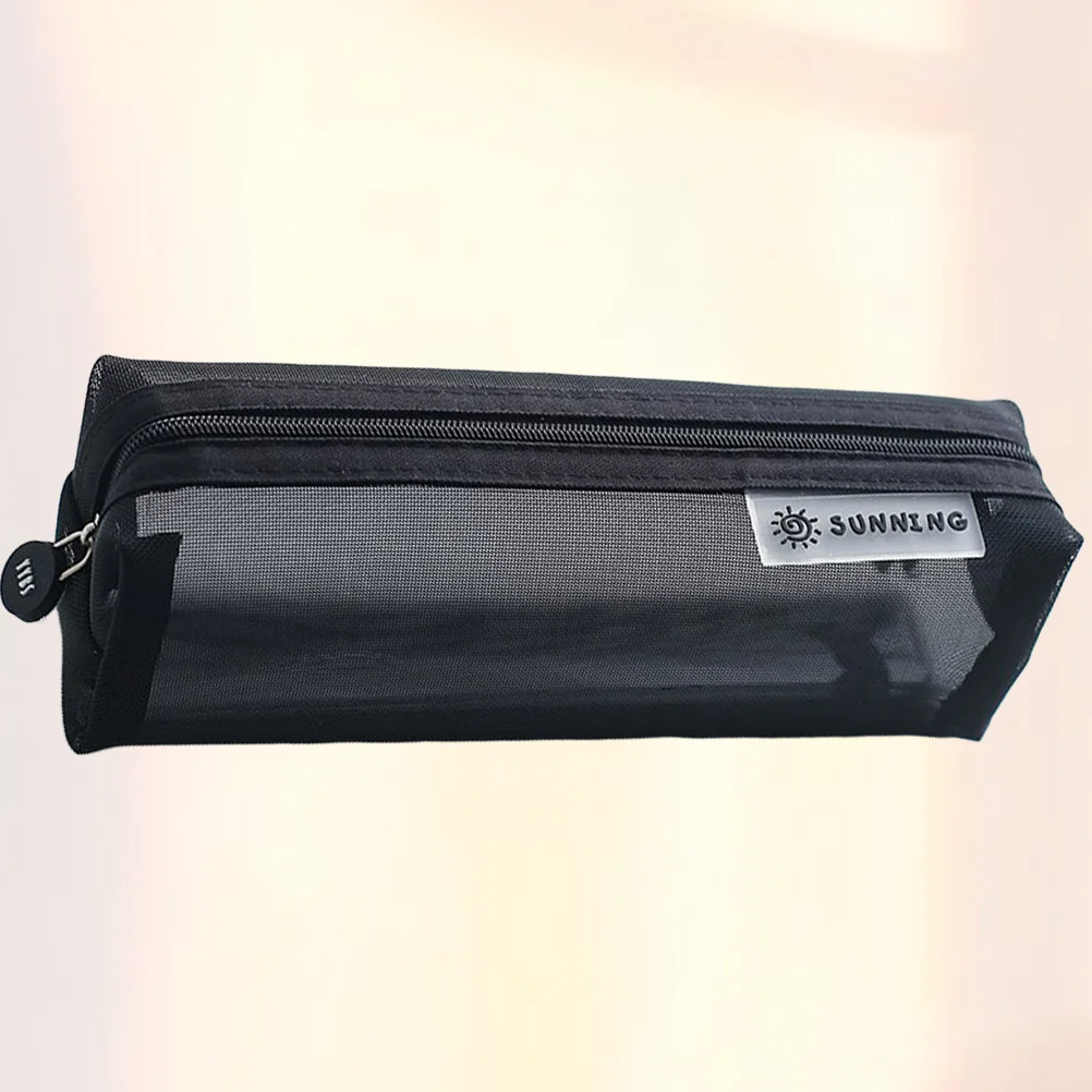 Transparent Pencil Case Mesh Pen Holder Professional Pen Bag Practical Pen Container Black Transparent Pen Case