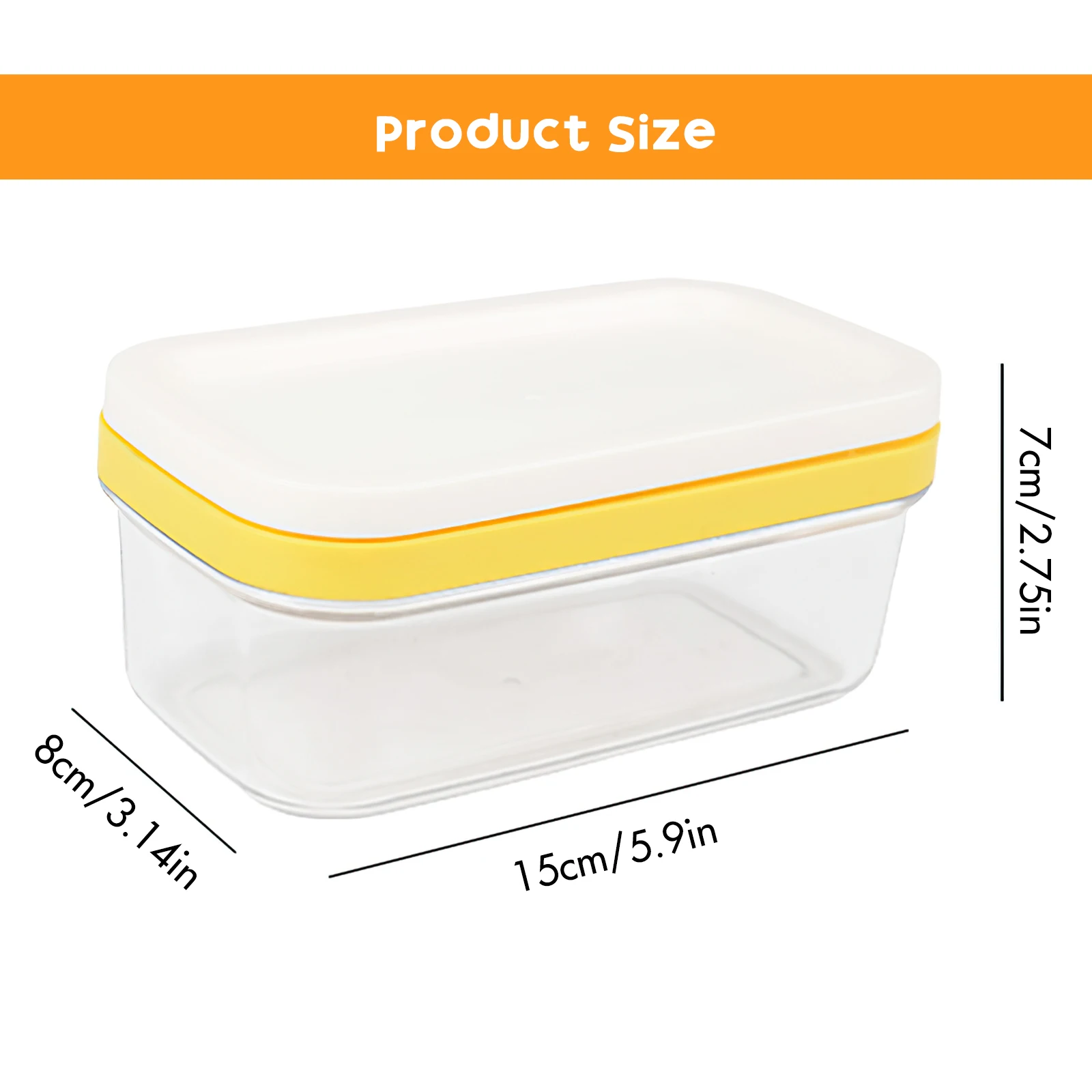 Butter Dish with stainless steel butter slicer for easy cutting and refrigerated storage of butter cheese 15 x 8 x 7 cm