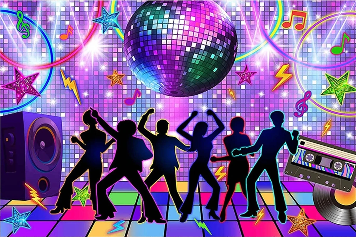 Disco Party 60s 70s 80s Photography Backdrops Retro Ball Let's Glow Crazy Dance Night Music Background Photocall Banner Supplies