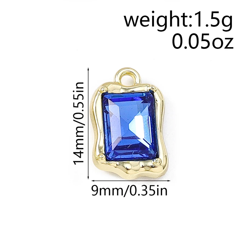 5 Stück 9 x 14 mm zarte Kristall-Quadrat-Charms-Anhänger für Schmuckherstellung, Halsketten, Ohrringe, Armbänder, Zubehör, DIY, Basteln, Geschenke – Detail 1