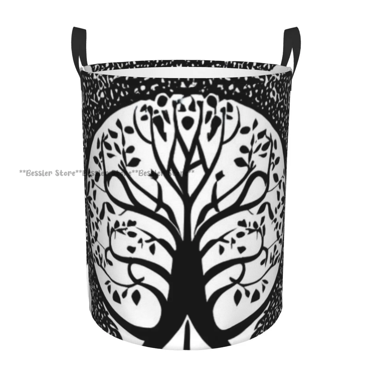 

Tree Illustration Laundry Basket Folding Dirty Clothes Toys Storage Bucket Household