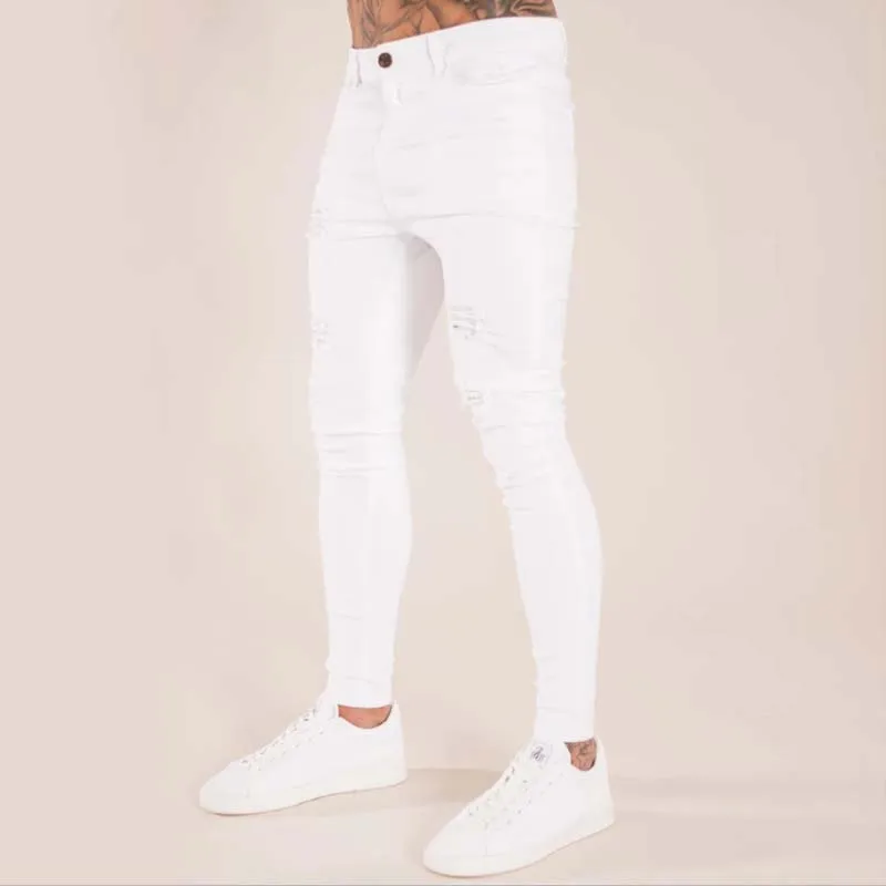 Strepen voor jeans Bike Skinny Jeans Heren Stretch Denim Broek Elastische taille Big Size Europese S-4XL Casual Sandbeach Herenbroek
