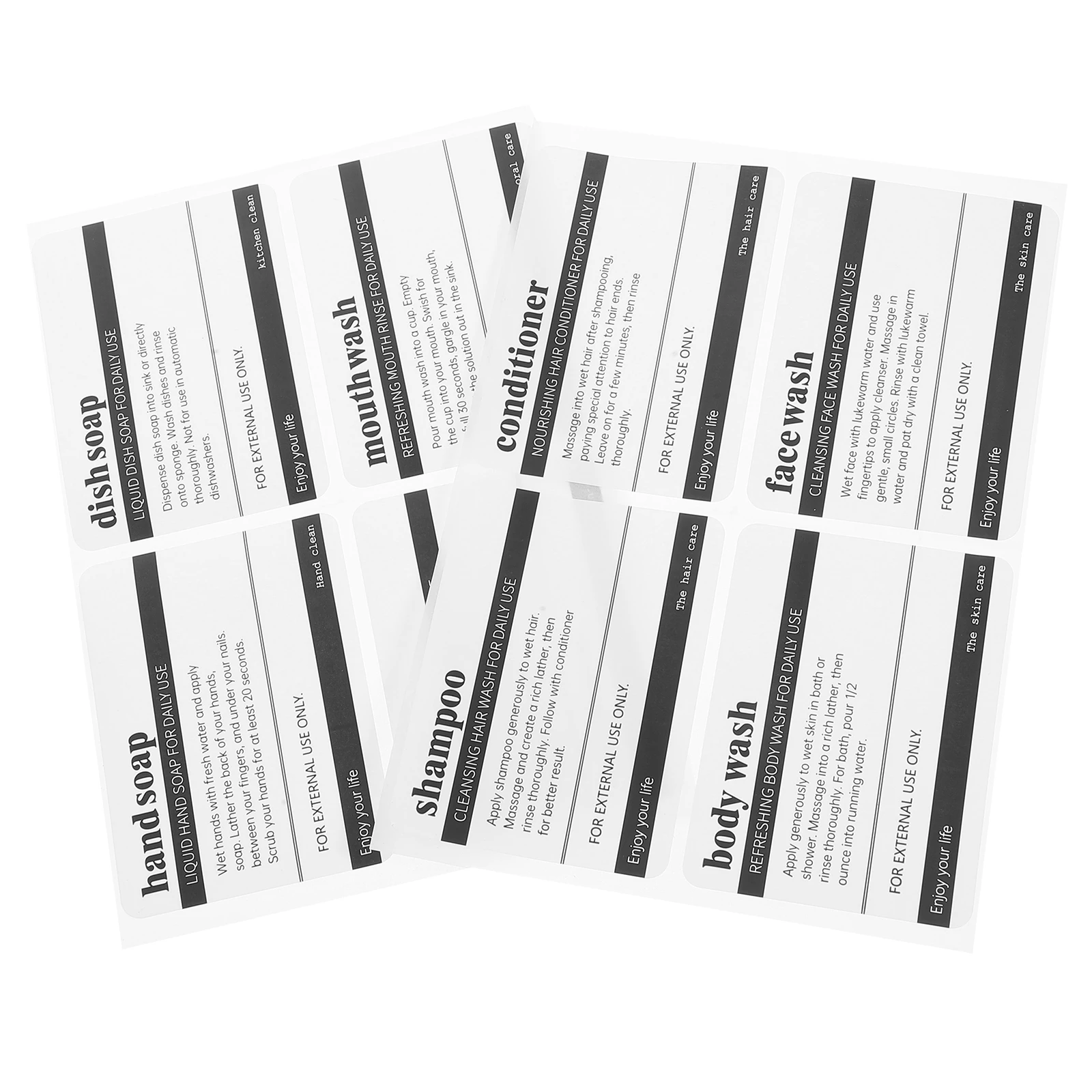 

8 Sheets Bathroom Toiletries Labels Adhesive Stickers Waterproof Skincare Product Tag Organizer Self Adhesive Bottle Labeling