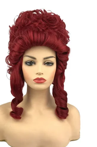 Marie Antoinette Princess Medium Curly Hair Cosplay Wigs Red