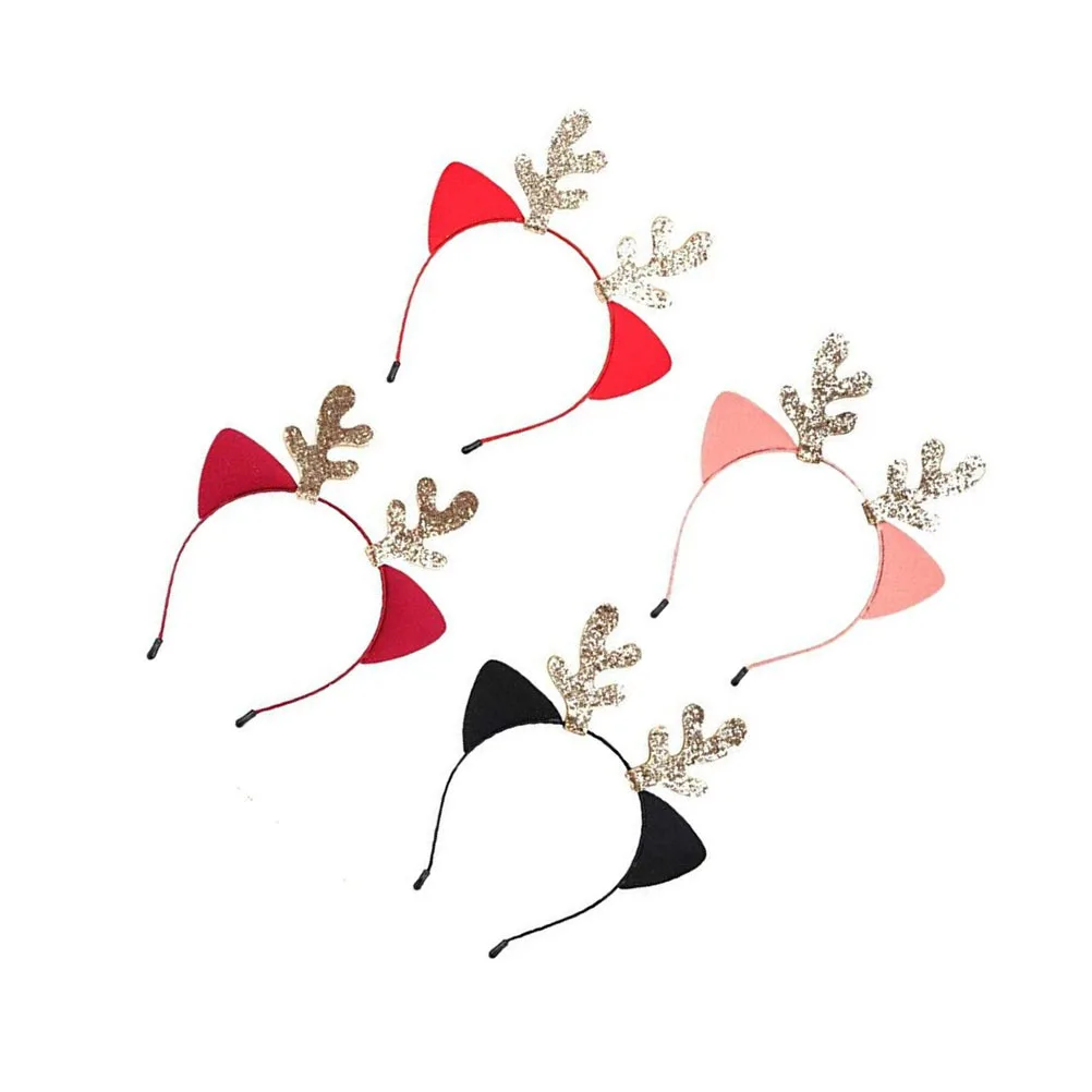 

4Pcs Christmas Antler Hair Hoops Lightweight Headbands for Party Festival Carnival Holiday Headdress Hair Hoop