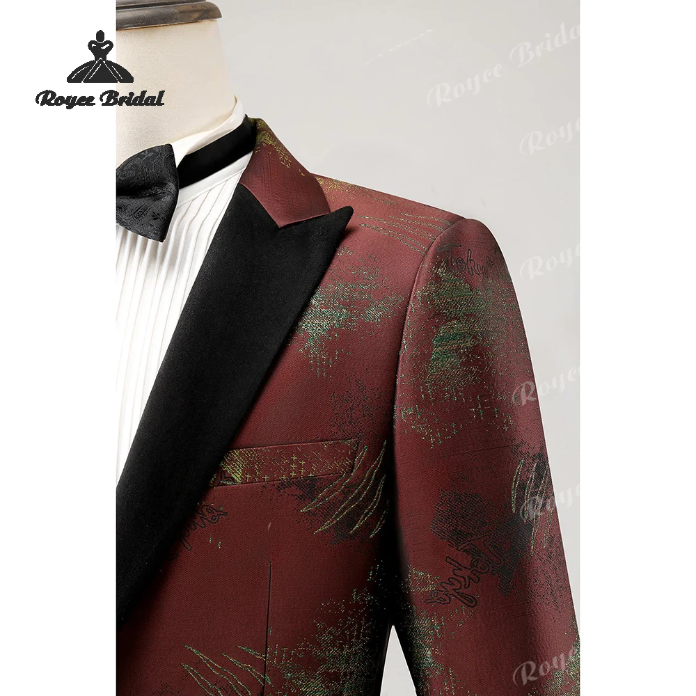 Zweiteiliger Jacquard-Herren-Hochzeitsanzug mit spitzem Revers, 2026, einreihiger Abschlussballanzug mit einem Knopf, Kostüm für Herren