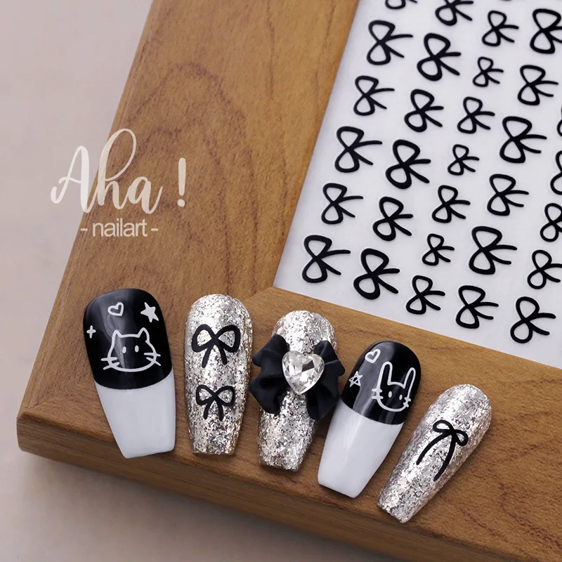 Small Lovely Bow Nail Stickers 3D Ultra-thin Self-Adhesive Sliders Nail Art Decoration Decals DIY Manicure Accesories