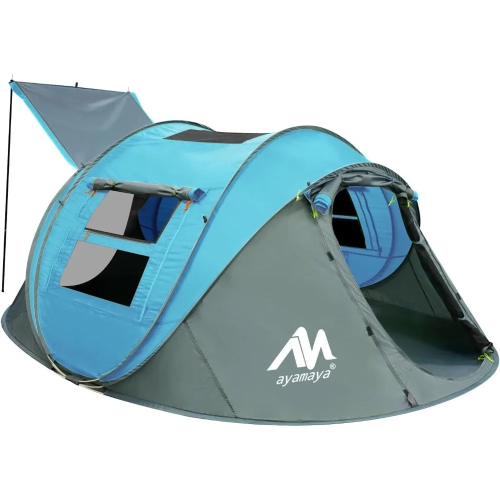 

4 Person Pop Up Tents for Camping - Waterproof Instant Family Tents with Skylight & Removable Rainfly,