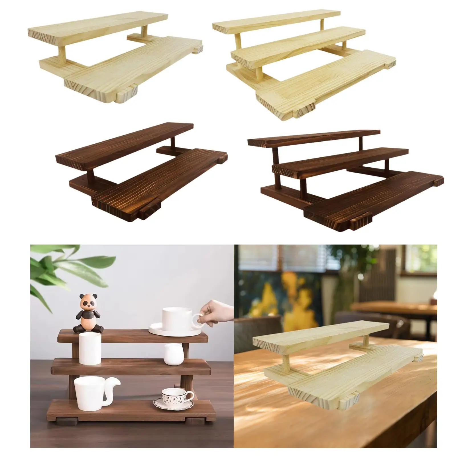 

Wood Display Riser Toy Figurine Display Rack Portable Simple Tiered Jewelry