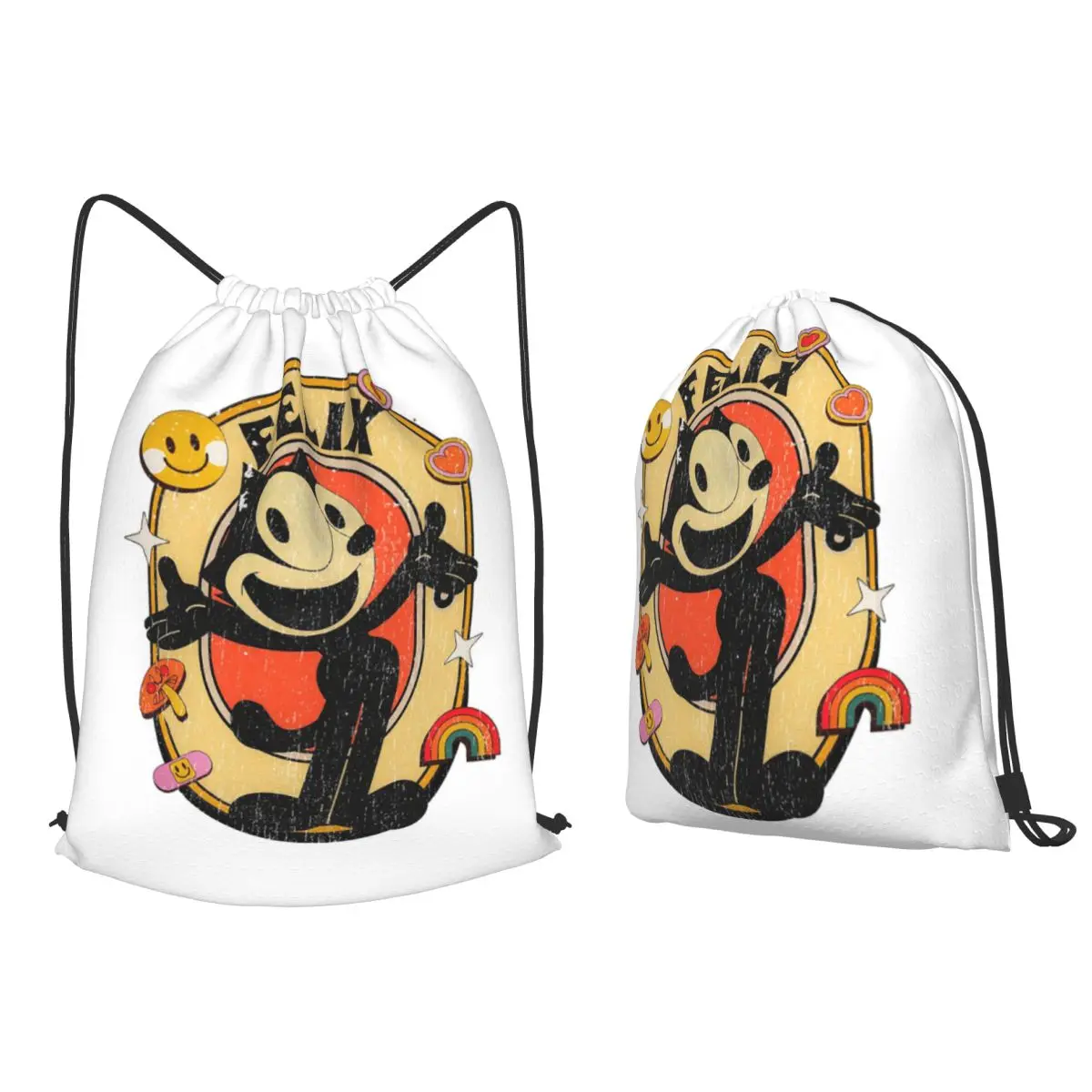 

Retro Cartoon Comedy 90s Vintage Series Cute Movie Funny Cat 80s Backpacks Drawstring Bags Sports Bag Book Bags for Travel