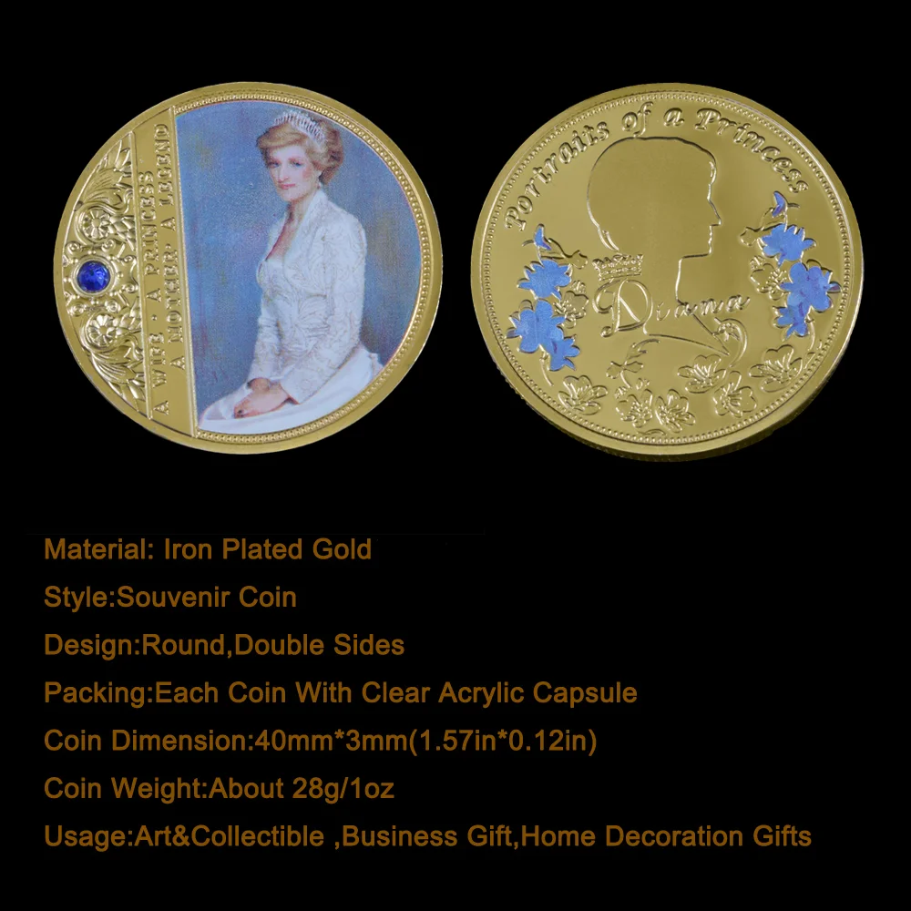 Prinses Diana Rose Vlinder Herdenkingsmunt Gouden En Zilveren Munten Souvenirs Decoratie Ambachten