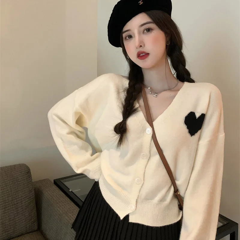 

Autumn Winter Fashion Casual V-neck Sweaters Women Clothing Vintage Loose Comfortable Soft Knitted Cardigan