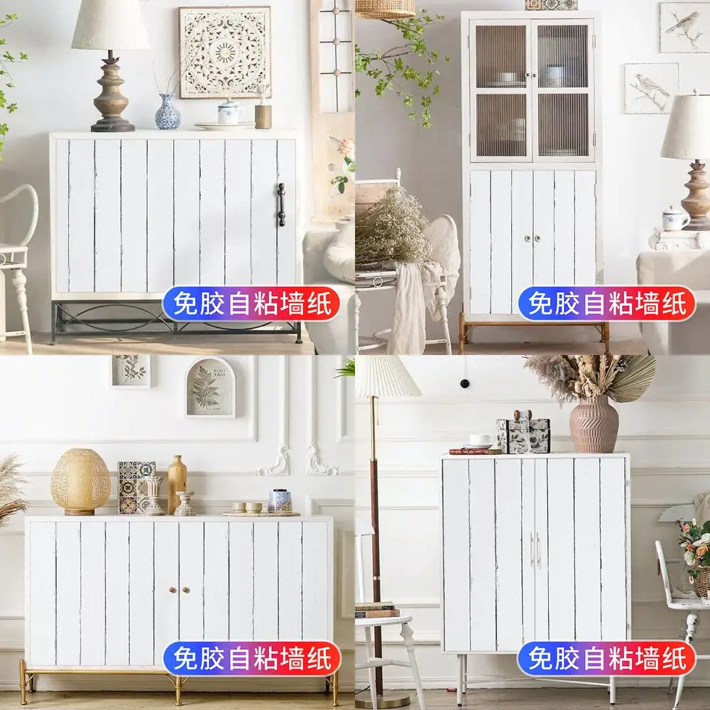 ورق حائط ذاتي اللصق من الخشب الأبيض مقاوم للماء للأثاث القديم يغطي البقع القبيحة تجديد خزانة خزانة الأحذية الكابينة