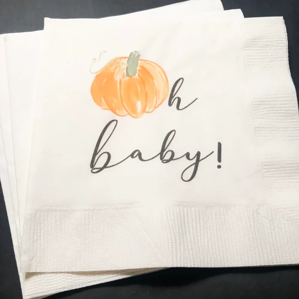 

20 Sheets Pumpkin Oh Baby Autumn Baby Shower Dessert Napkins Gender Reveal Party Cocktail Napkins Table Decorations Mommy To Be