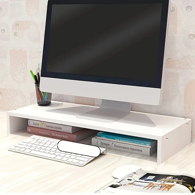 Stable Base Wood Desktop Computer Stand Eyesight Protection Protect Cervical Spine Office Laptop Riser Large Load Bearing