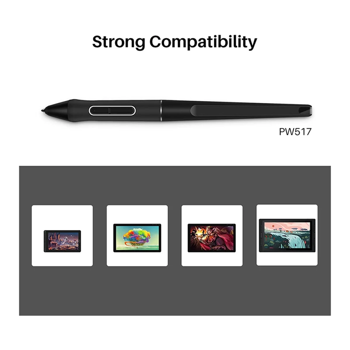 A56XQ PW517 Digital Stylus Pen + 10-Pack Replacement Pen Nibs for Huion Kamvas 13, Kamvas Pro 24, Kamvas 22 Plus Battery-Free