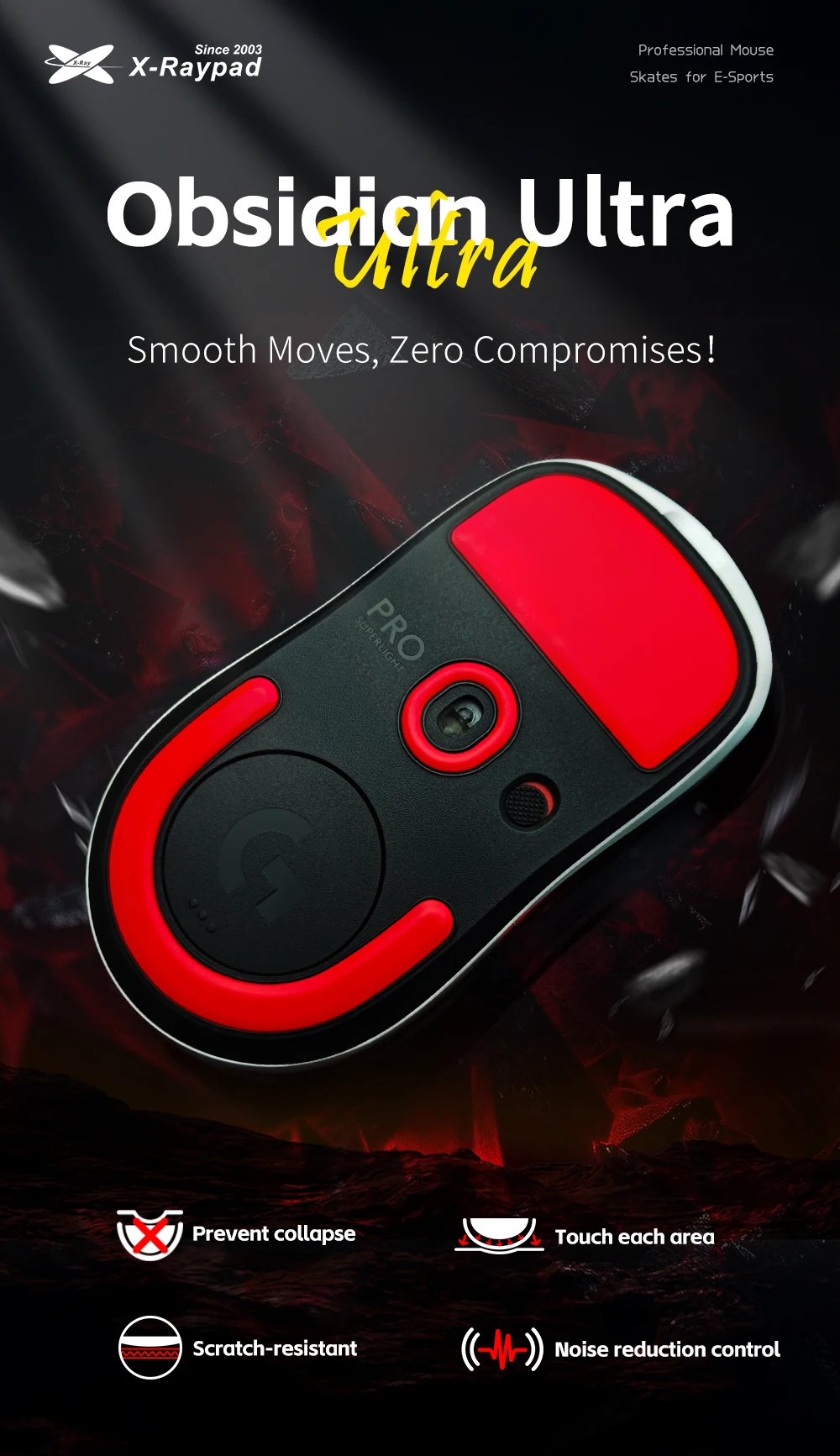 Sepatu Mouse Seri Ultra Obsidian X-Raypad