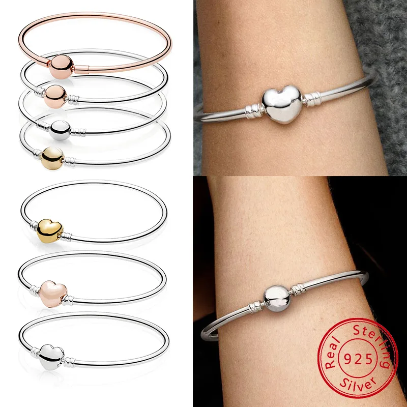 S925 silver Panjia high quality Moments heart-shaped round chain bracelet, suitable for wearing at parties