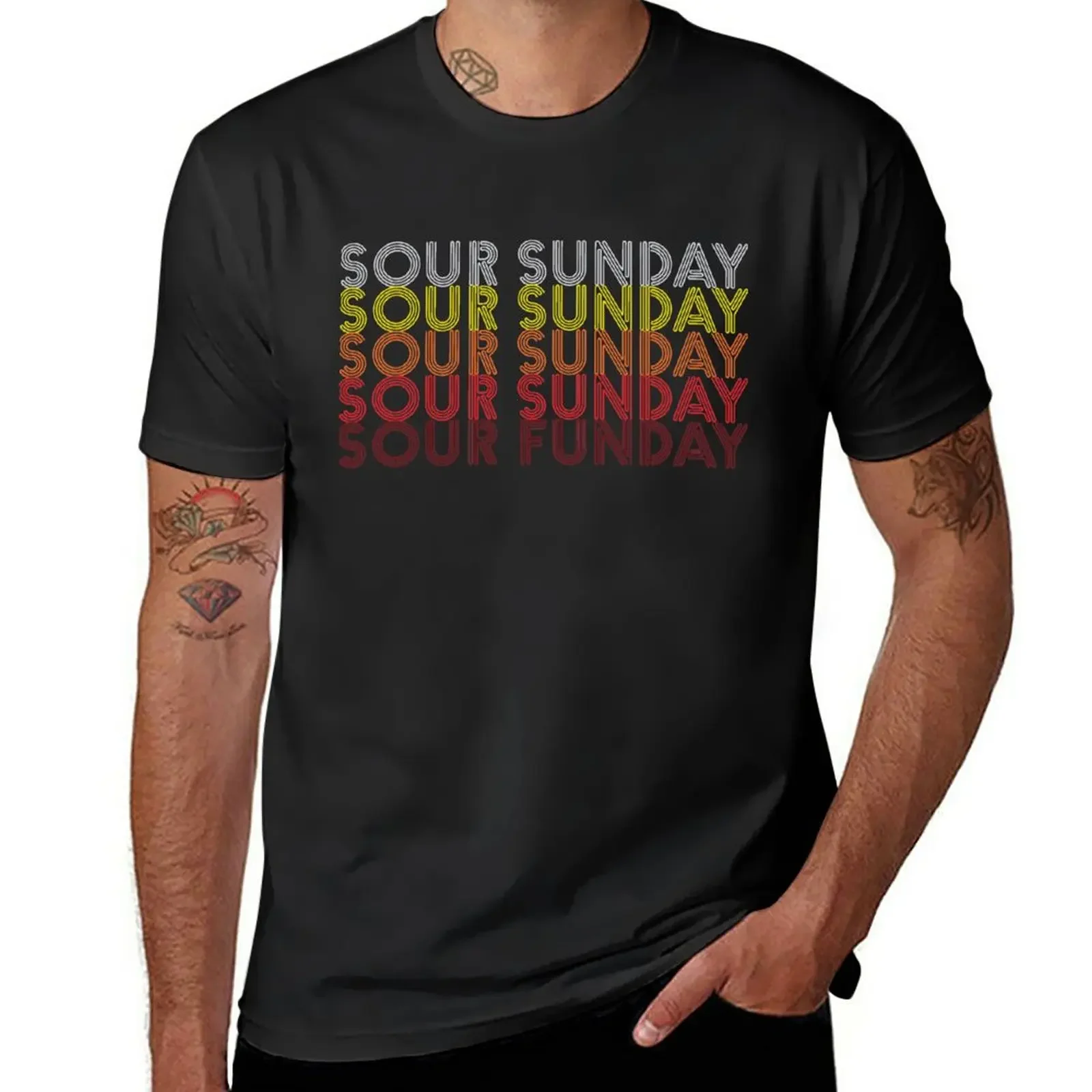 Sour Sunday: Retro Funday T-Shirt tees kawaii clothes Men's cotton t-shirt