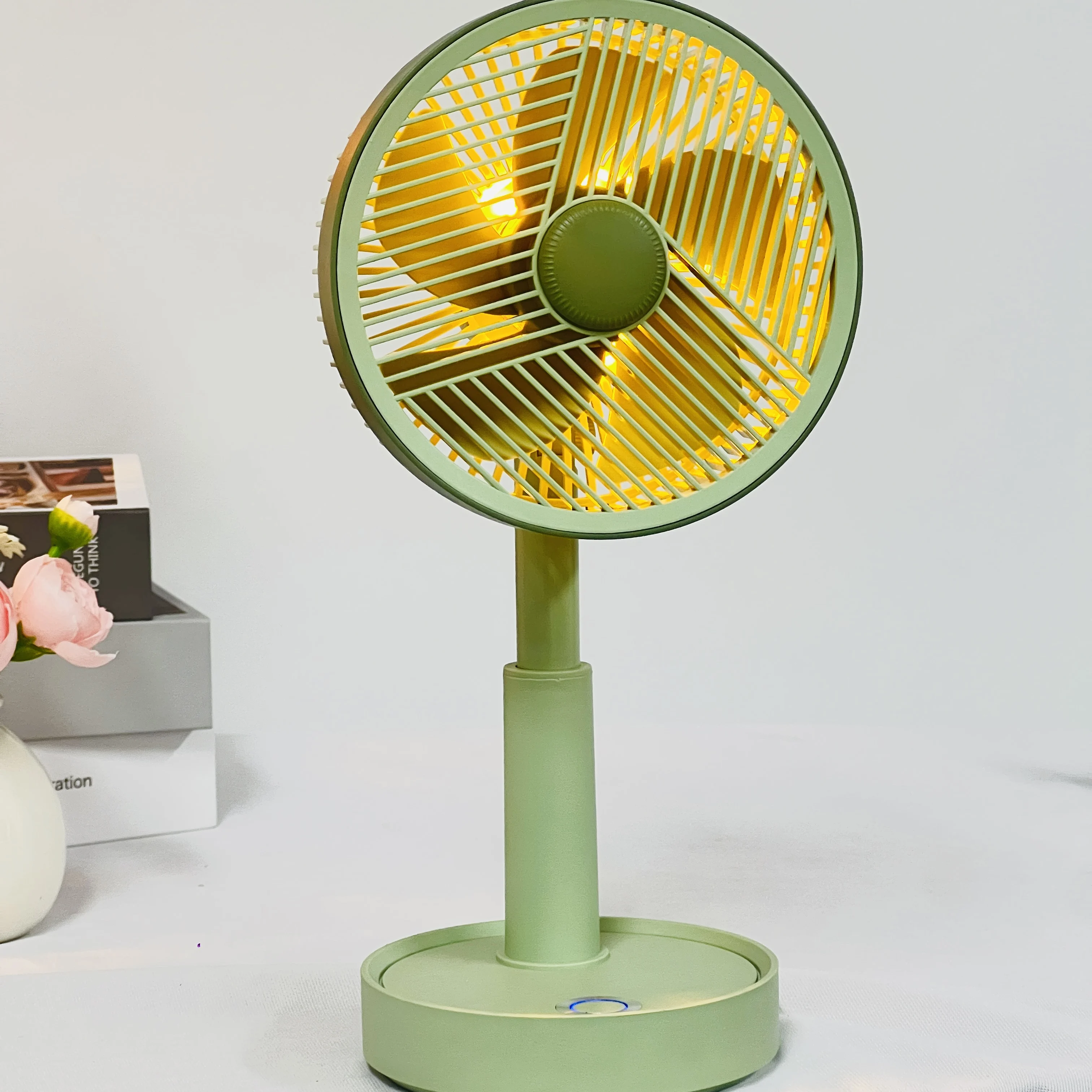 YS-2542-USB Rechargeable Fan with Plant Growth Light, 3 Wind Speeds, Adjustable Angle, One-Button Switch, Long-Press Light Mode
