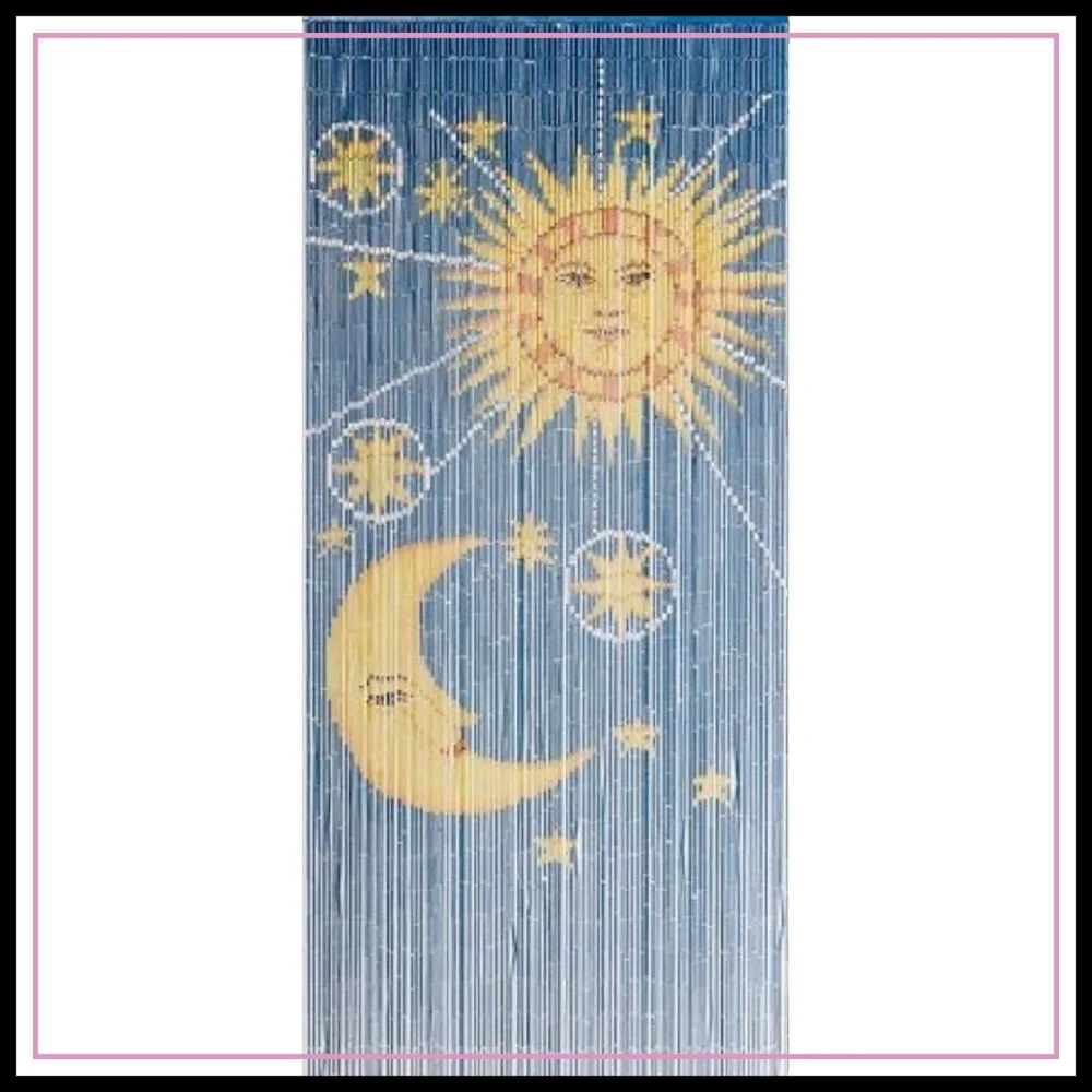 

90-Strand Sun & Moon Beaded Curtain for Doorway - 35.5"x78" Hanging Bead Curtain for Doors & Closets
