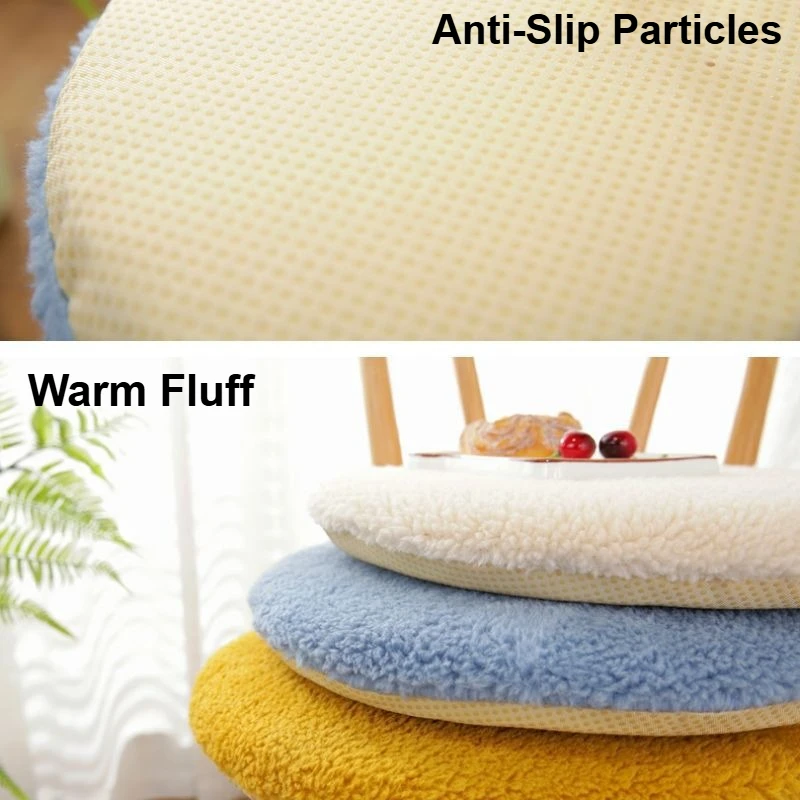Thickened Plush Seat Cushion Pure Ribbon Zipper Anti Slip Dining Chair Cushion Washable Circular Floor Pillow Home Decoration