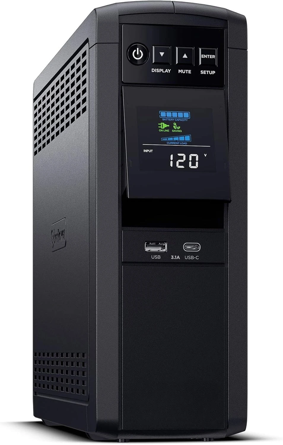 نظام CP1500PFCLCD PFC Sinewave UPS، 1500VA/1000W، 12 منفذًا، AVR، برج صغير، أسود