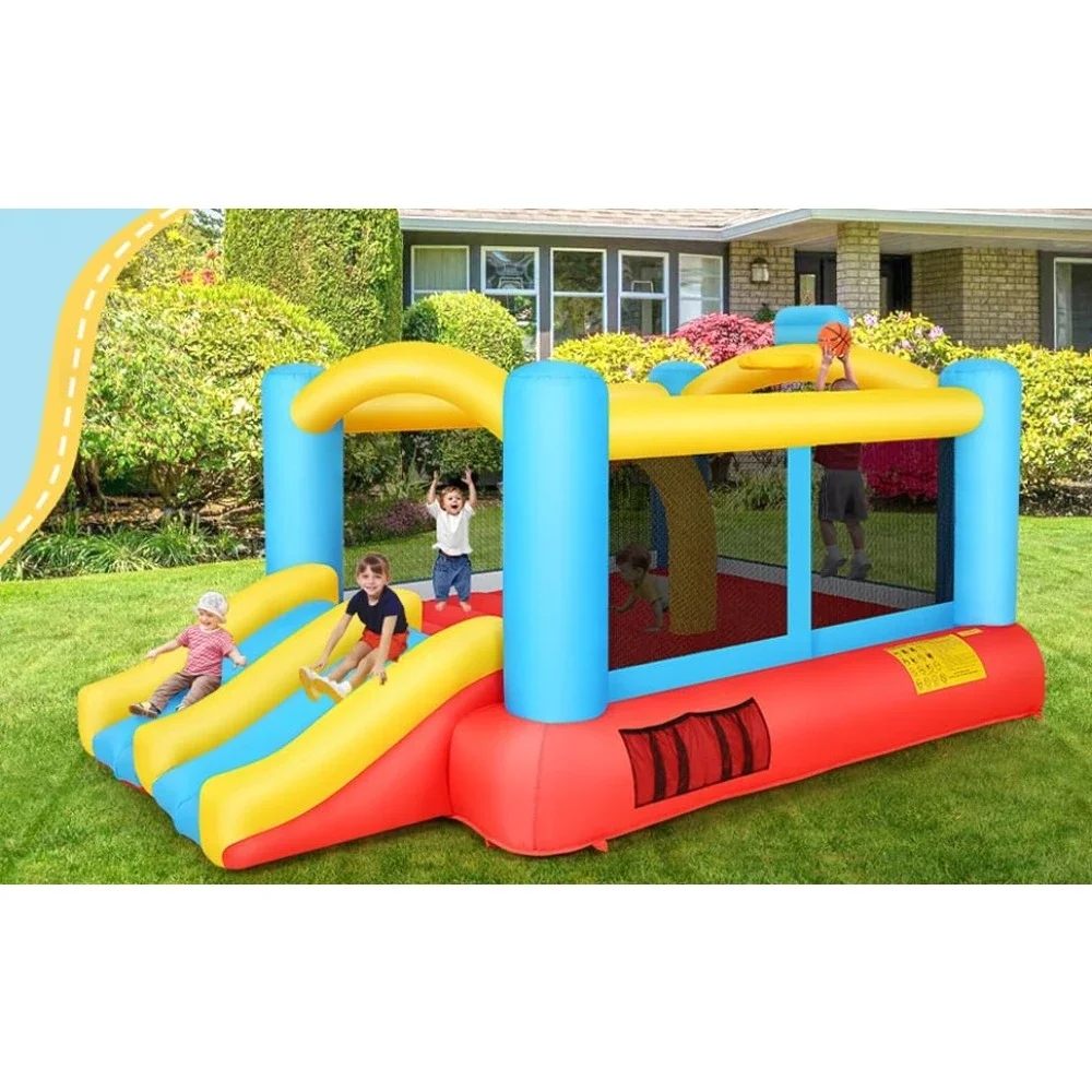 Inflatable Bounce House for Kids with Blower Included, Bouncy House for Backyard, with 2 Slides,Jumping Castle