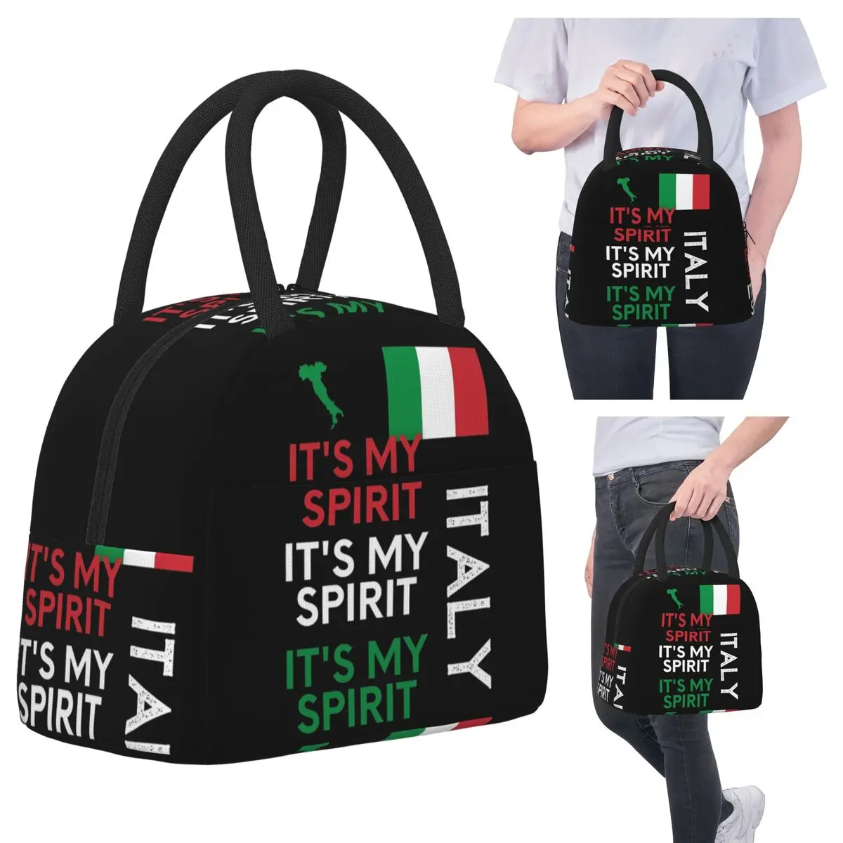 

Флаг Италии, итальянская изолированная сумка для обеда «Это мой дух» для женщин, офисный холодильник, термосумка для еды, герметичные коробки для завтрака