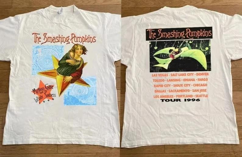 Rock Punk Band T Shirts The Smashing Pumpkins T Shirt Fashion Y2k Vintaget Streetwear Casual Loose Print Tops Fans Gift Unisex