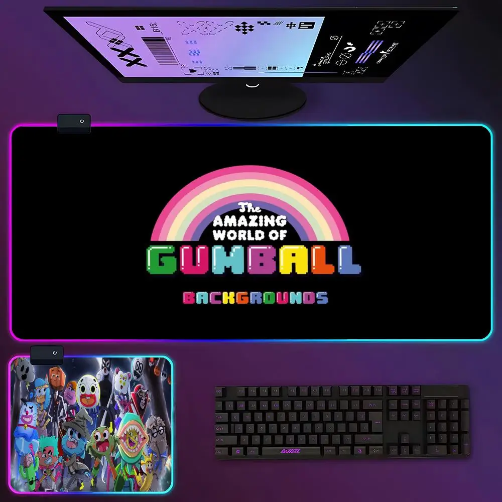 

Удивительный мир G-Gumball коврик для мыши RGB светящийся 900x400x3 мм утолщенный большой Настольный коврик зашифрованный антибольшой коврик для мыши