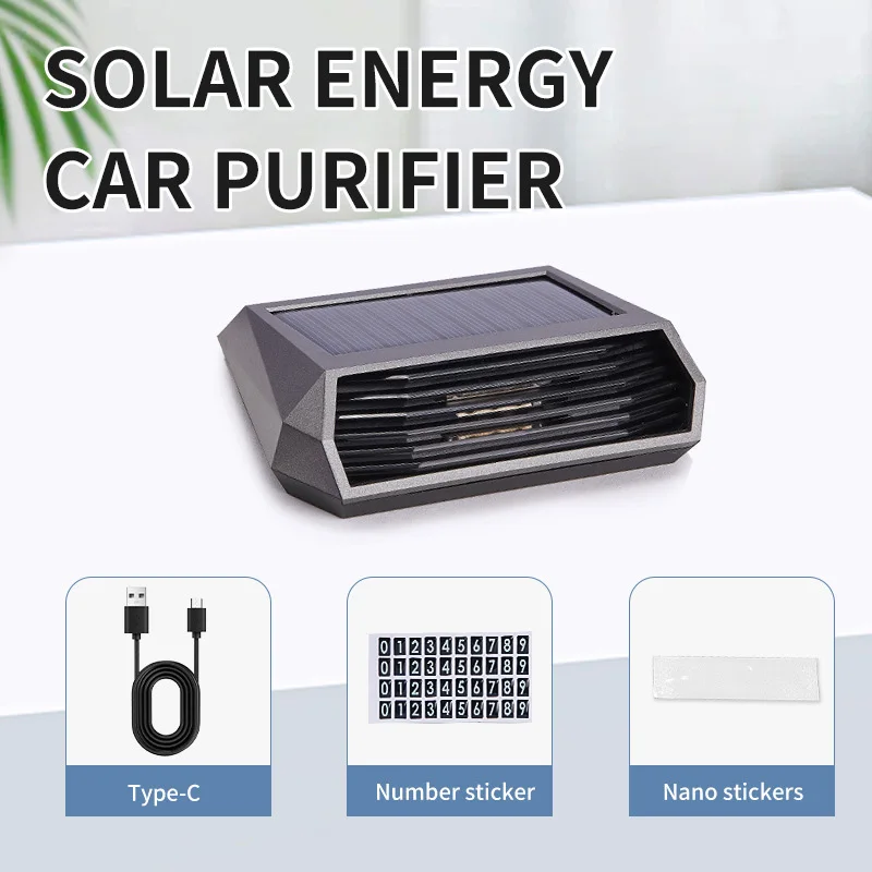 Solar-Powered Car Air Purifier In-Car Odour Eliminator Decorative Parking Number Plate Ozone Generator For Car Air Purifier