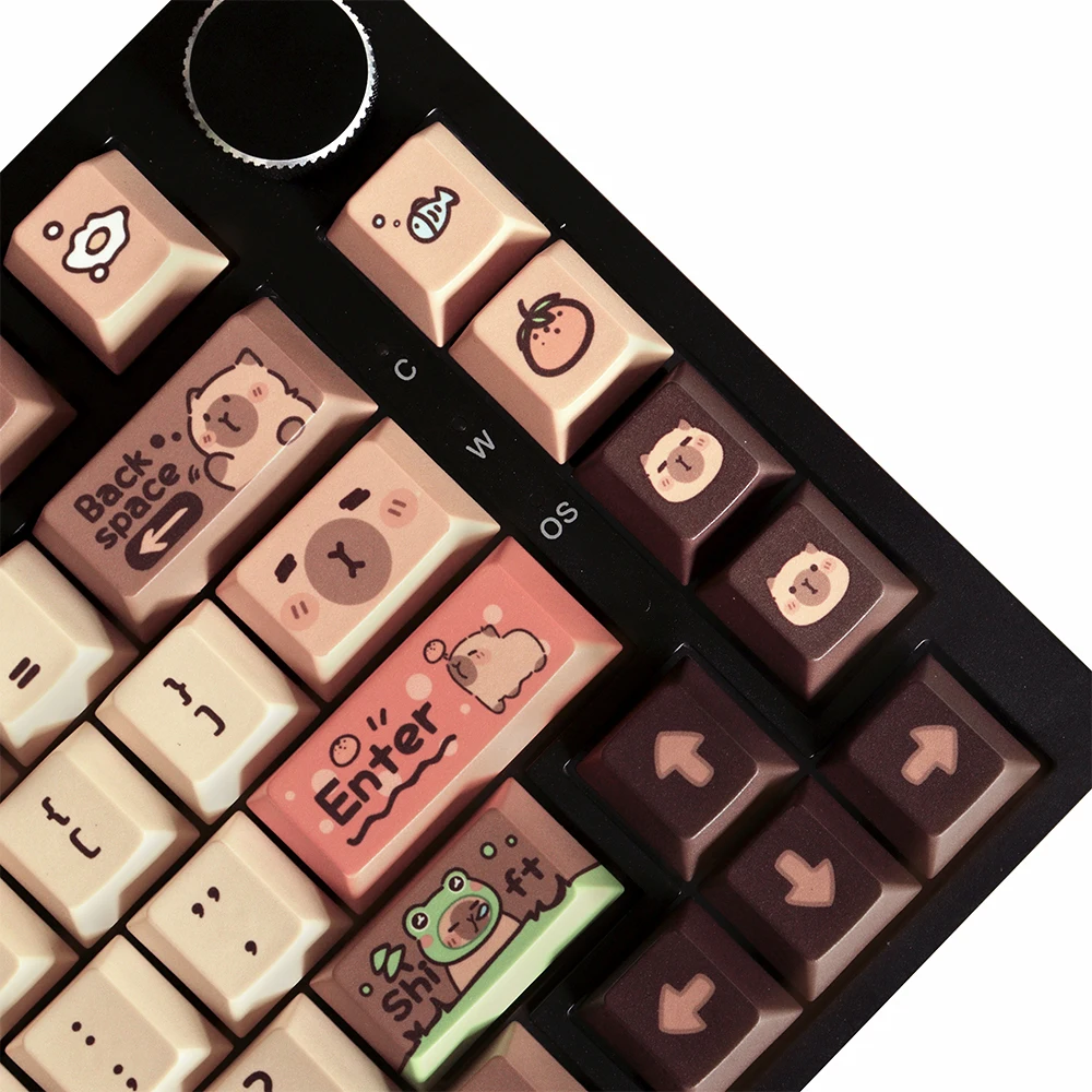 Capybara Cherry Keycaps PBT 129 Keys Five Side Dye-Sub Keycaps for Mx Switch GH60/GK61/GK64/84/87/96/104/108 Mechanical Keyboard