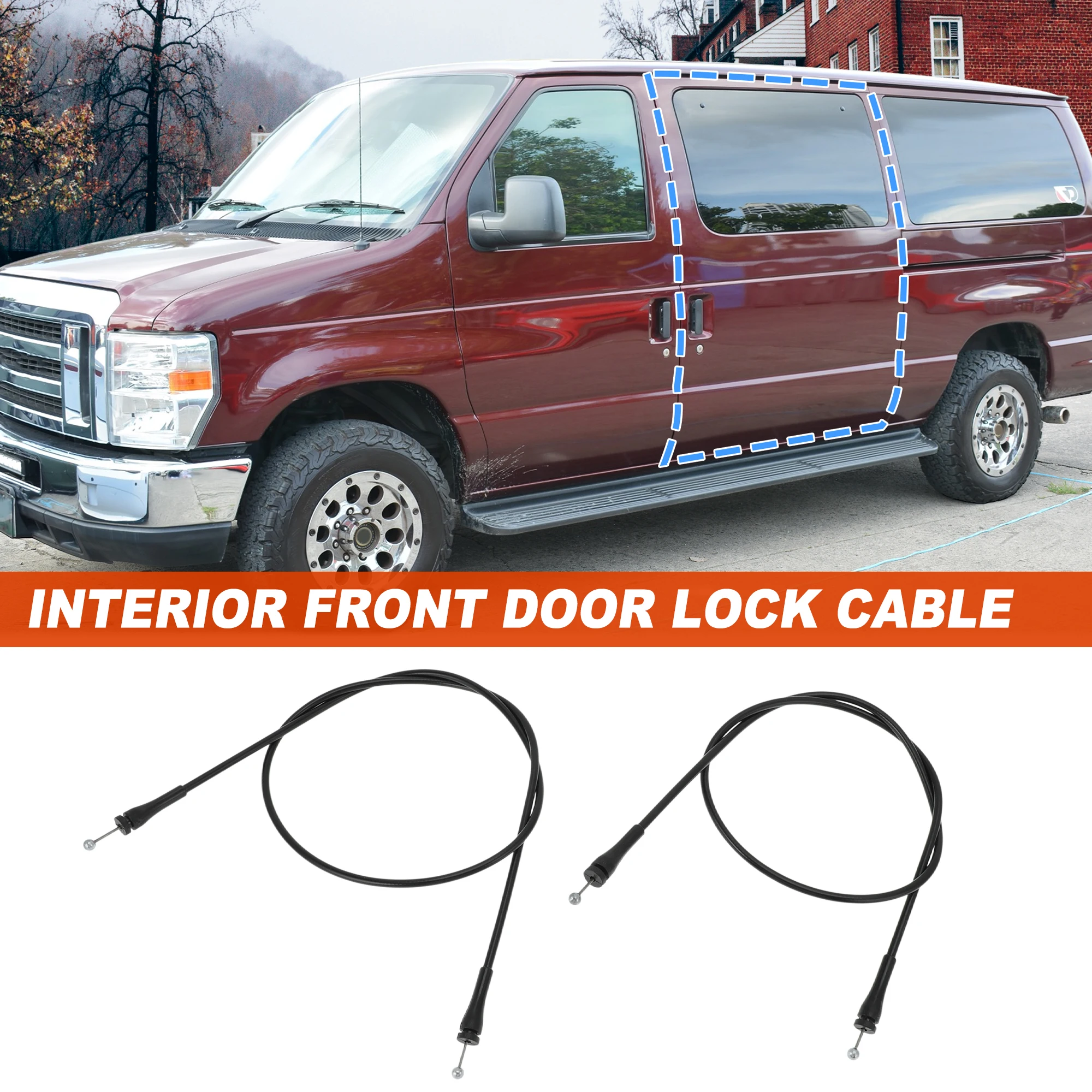 UXCELL 2pc Cargo Door Left Upper&Lower Side Latch Release Cable for Ford E150 E250 E350