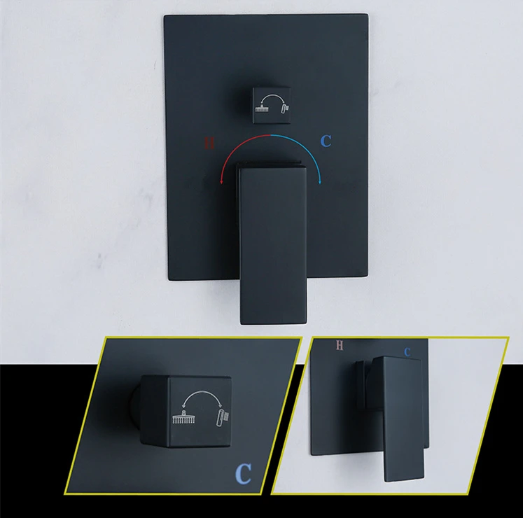 Système de douche de pluie de luxe noir mat, inverseur, ensemble de robinets de douche muraux au Design moderne, Kits de douche en laiton