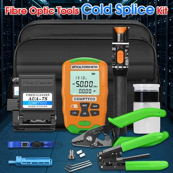 FTTH Fiber Optic Tool Kit -50~+26dBm/-70~+10dBm Mini Fiber Optica Power Meter and 10mW Visual Fault Locator AUA-7S Fiber Cleaver