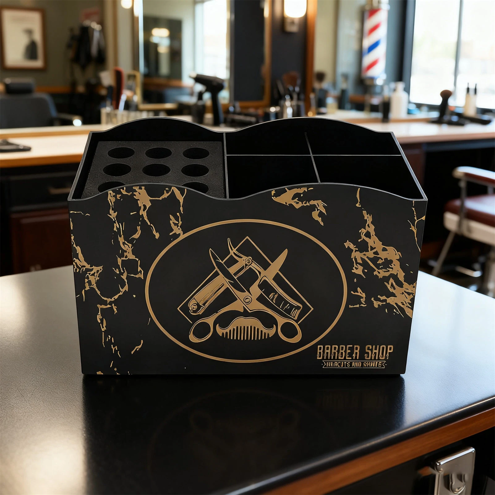 Desktop Shaver Organizer Rack Multi Grids Storage Holder For Hair Clipper Shaver Razor Scissors Barber Shop Organizer Accessory