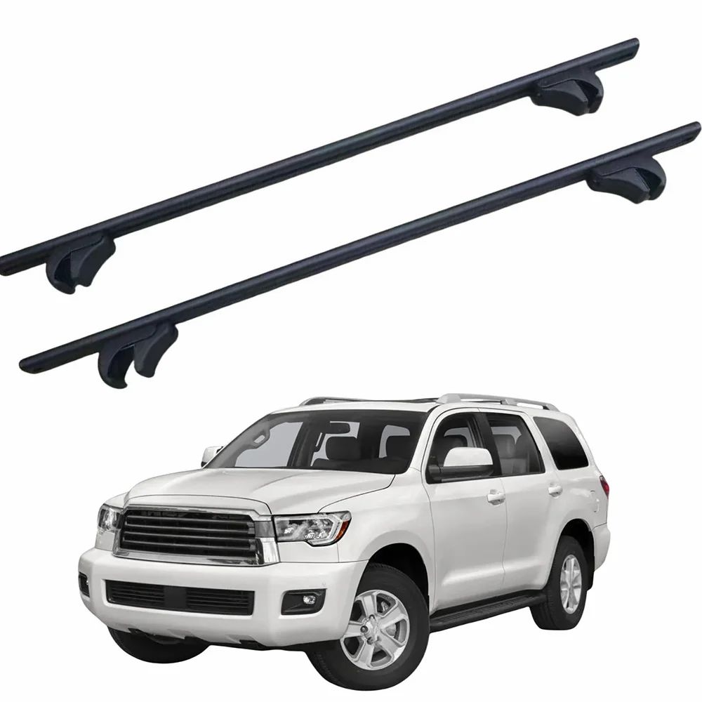 

VULIXYUAN, 2 шт., черные багажники на крышу, поперечины, подходят для Toyota Sequoia 2008-2022 с рельсами на крышу, алюминий