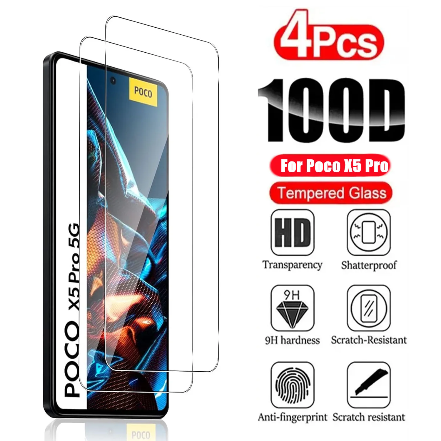 

2/4Pcs HD Screen Protector For Xiaomi POCO X5 5G/X5 Pro 5G Tempered Glass Film