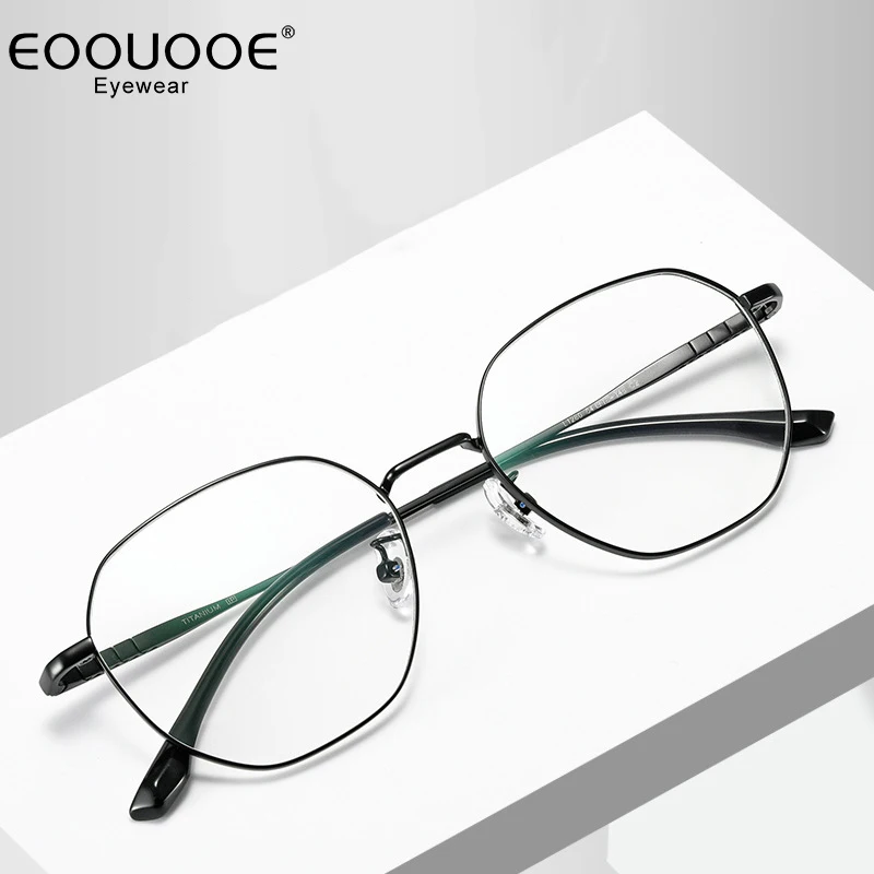 

54mm LIGHTWEIGHT Spring Eyeglasses Women Mens Titanium Glasses Frame Myopia Optics Polygon Eyewear Prescription Anti Blue Light