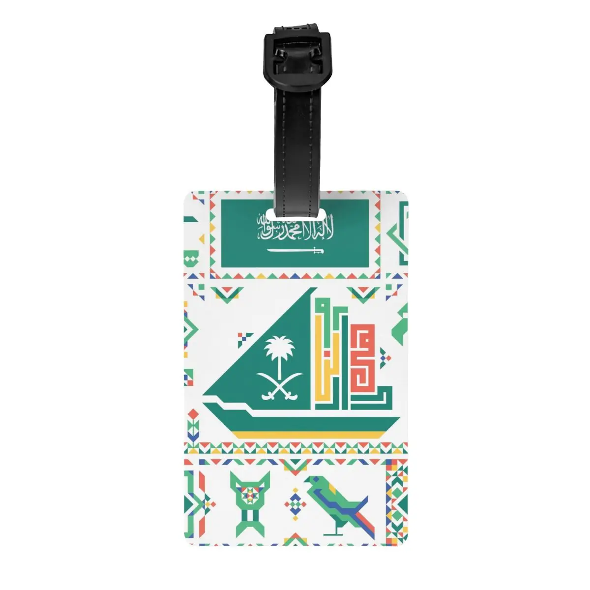 Custom Arabic Calligraphy Emblem Saudi Arabia Flag Luggage Tag Privacy Protection Baggage Tags Travel Bag Labels Suitcase