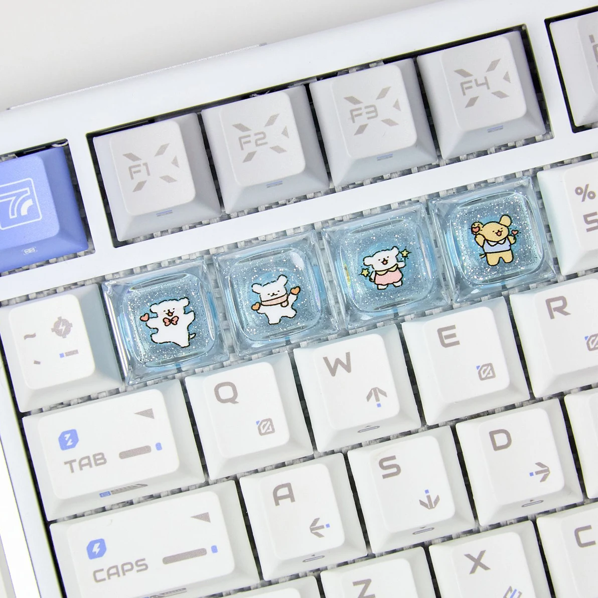 4Keys Cute Dog Transparent Keycap Custom Personalised Cartoon DIY Kawaii Keycaps for Cherry MX Switch Mechanical Keyboard
