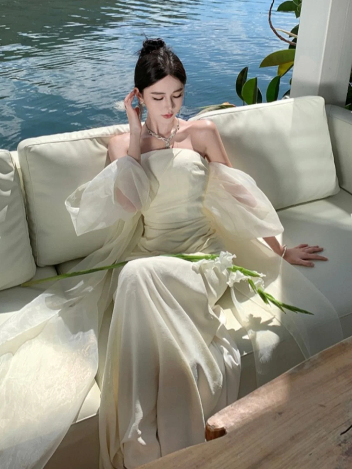 Ele One-oulder Morning Robe Wedding Dr for Women Host Long Gown Ele Off-oulder Bridesmaid Dr