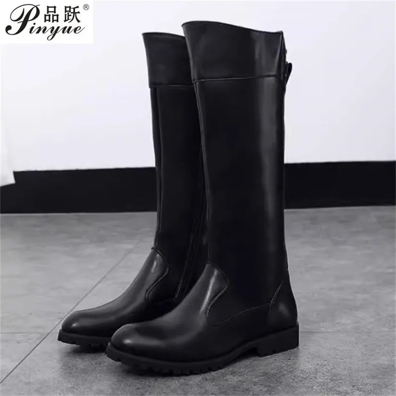 Men women British Motorcycle Riding Equestrian Mens Boots Knee High Casual Zipper Cowboy boots  size