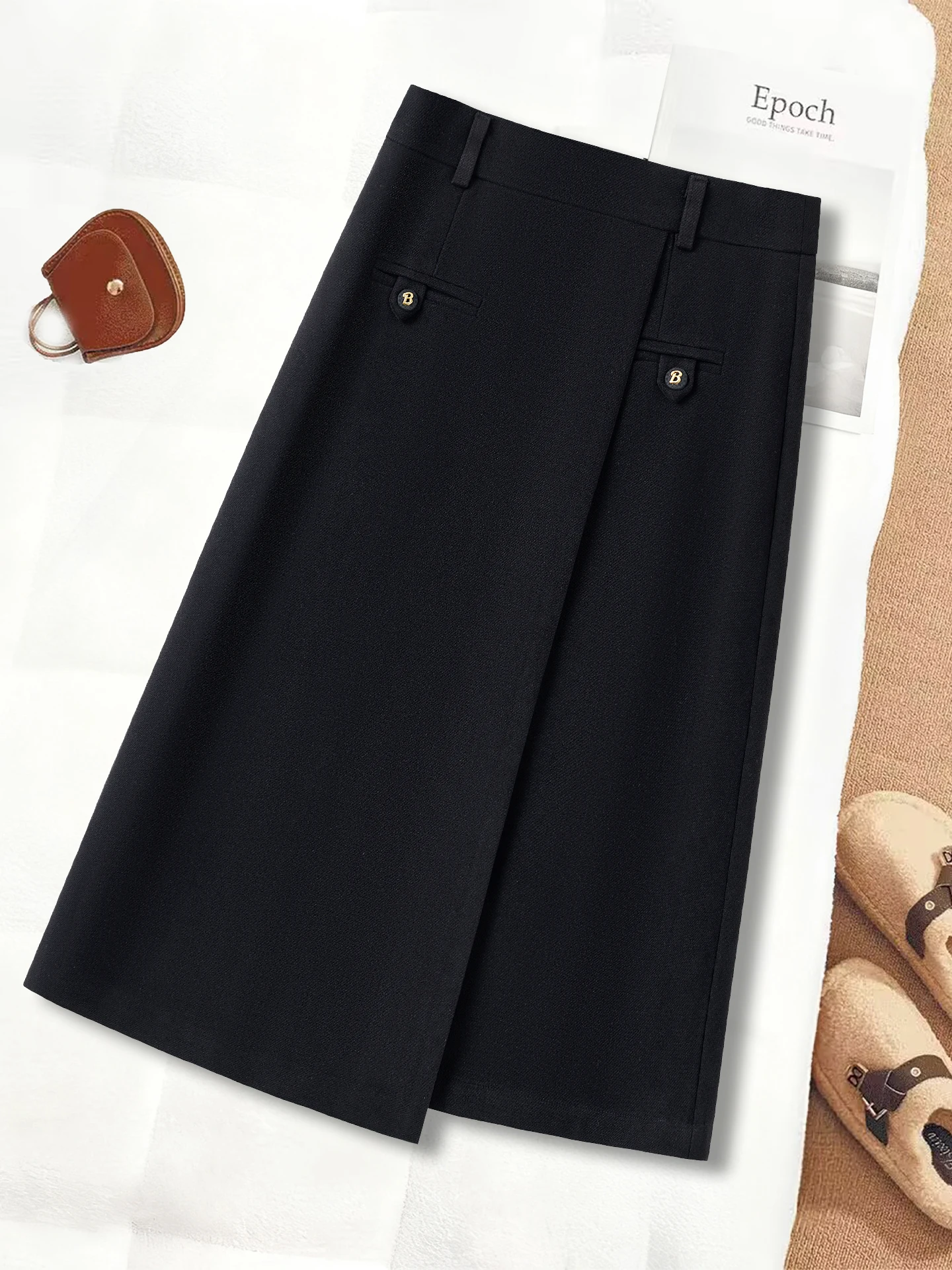 High Waist A-Line Woolen  Skirt Women's Autumn Winter New Style Popular Slimming Midi Umbrella Skirt Comfortable Soft Fabric