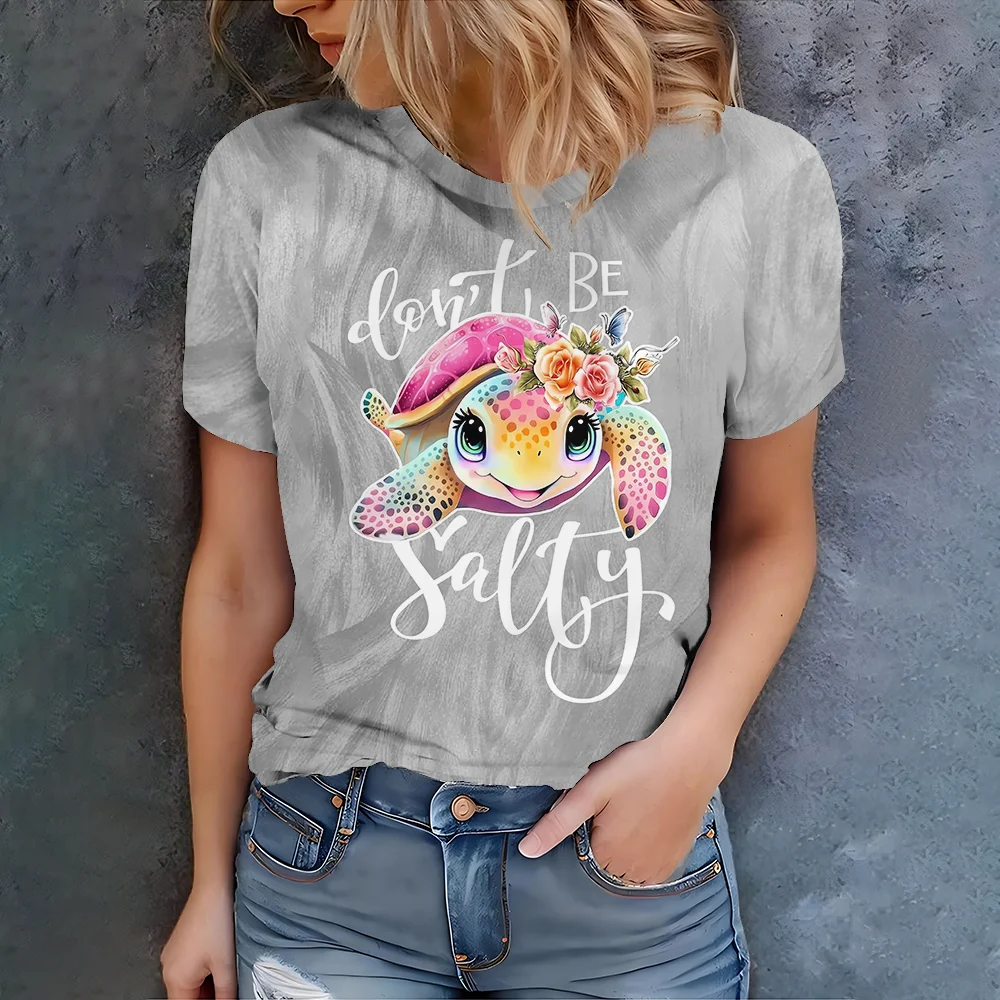 

Personalized Women's Turtle Flower T-shirt - Colorful Turtle Design, Fresh and Cute, Versatile - New Summer Collection in 2025