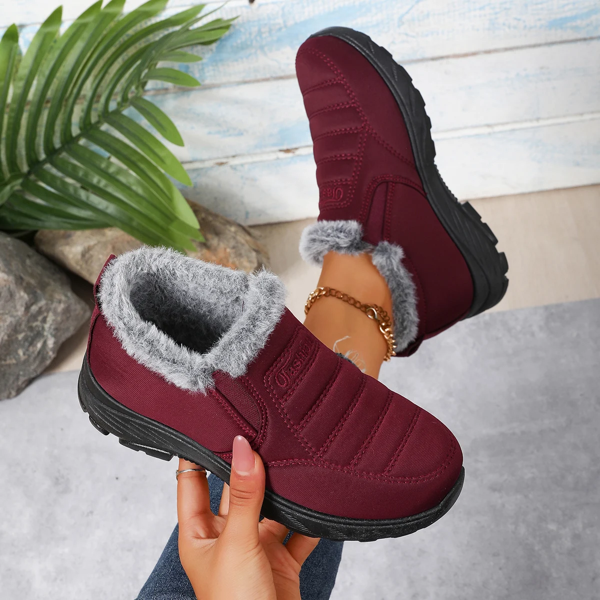 Winter Women's Snow Boots Fashion Round Toe Mid Heels Plus Size Couples Sneakers Casual Comfortable Women's Boots